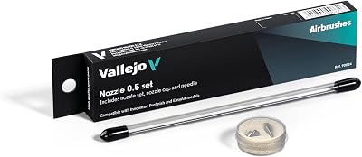 Vallejo Nozzle 0,5 set - 0,5 mm påfyllningsmunstycke, slutare och nål för airbrush - kompatibel med Innovator, Profinish och EasyAir