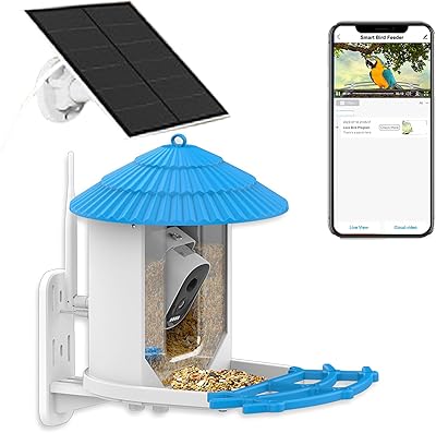Fågelmatare med kamera, smart fågelmatare med kamera, fågelhus med kamera, pixlar på 5 m, 2,5 l, hängbar, en present till fågelälskare