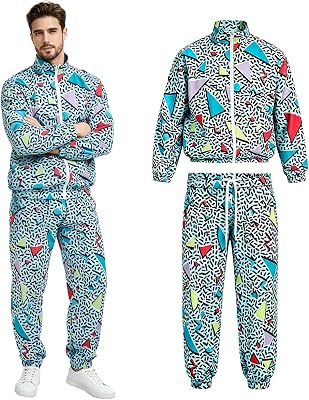 Mäns 80-tals outfit kostym retro memphis print disco för ...