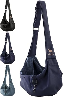 Noah & Paw Transportväska för hundar 3-10 lb, bärselen för små hundar och katter, justerbar vadderad rem, premium twill fodrad med päls, dubbel säkerhet, maskintvättbar
