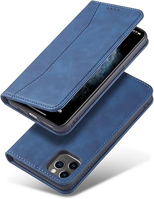 Telefonfodral för iPhone 13 Pro – 6,1 tum läder PU plånboksfodral med magnetisk stängning kompatibelt med iPhone 13/12 Pro max 5G fodral (blå)