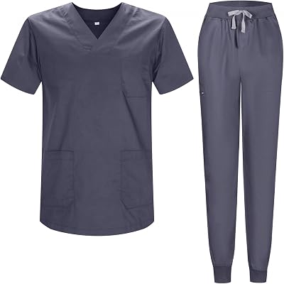 MISEMIYA - Sanitära pyjamas Set Sanitära uniformer Unisex - Medicinska uniformer 817-8316, Grå, L