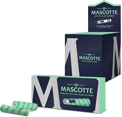 Mascotte Koniskt Active Slim Filter 10 x 20 kartonger | aktivt kolfilter Tips 6 mm av keramik | För ännu mer roterande komfort | 200 spetsar