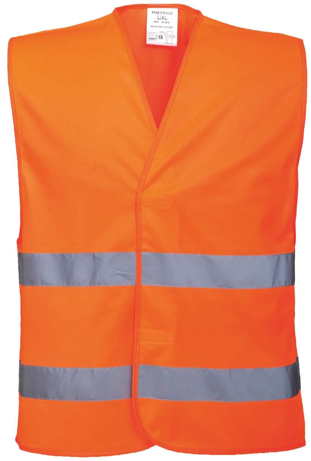 Portwest två reflekterande ränder varningsskyddsväst, storlek: XX/3X, färg: orange, C474ORRXX/3X