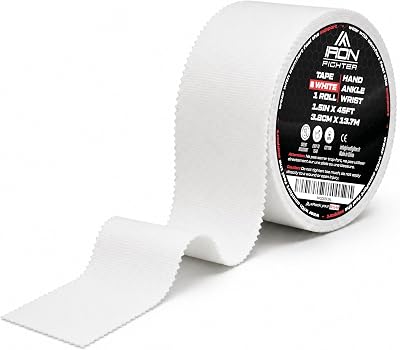 IRON FIGHTER 1 x hårt trappband 3,8 cm x 13,7 m - boxning - MMA - JJB - klättring - crossfit - handledsstyrketräning, fotled, hand, armbåge - vit sporttejp