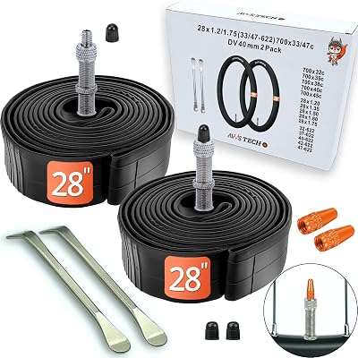 28x1.2-1.75 Cykelslang lands-, trekking-, stadscykel 28" med Dunlop-ventil 40 mm DV | 2-pack + 2 däckjärn | Kompatibel med 28"-hjul | AVVS Tech