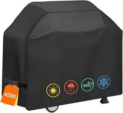 BBWELL Grilltäck Vädertät Gastäcke Skyddsskynke Vattentät Skyddshuvud Grillhuva Grillpaviljong, 420D Oxford, 145 x 61 x 117 cm, Revbeständig, UV-, Förmörknings-, Rost- och Mögelskydd