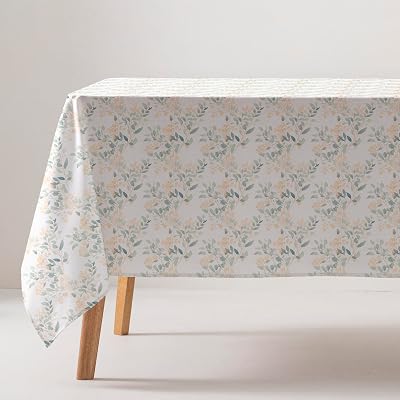 GAMUSI Fläckbeständig bordsduk rektangulär blommig bordsduk bomullstyg tvättbar 140 x 100 cm, vattenfärg