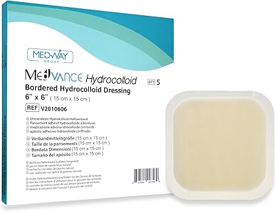 MedVance Hydrocolloid – Självhäftande Hydrocolloidförband med Kant, 6"x6", Förpackning med 5 Förband