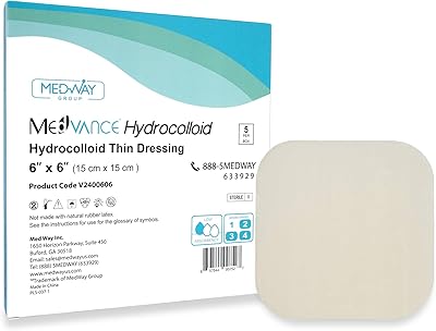 MedVance Hydrocolloid – Tunt Självhäftande Hydrocolloidförband, 6"x6", Förpackning med 5 Förband