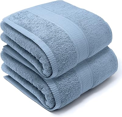 LEBENGOOD Badhandduksset stort 100 % premium bomull 550 gsm | 2 duschhanddukar (90 x 170 cm) | Mjukt, absorberande och robust | Extra stort handduksset för badrum och spa (2 90 x 170 himmel)