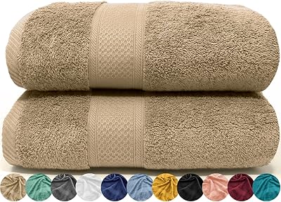LEBENGOOD Set med Bad- och Duschhanddukar 100% Premiumbomull 550 g/m² Stora Mjuka, Absorberande och Hållbara Handdukar (2 70x130 Sand)