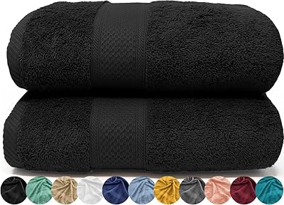 LEBENGOOD Set med Bad- och Duschhanddukar 100% Premiumbomull 550 g/m² Stora Mjuka, Absorberande och Hållbara Handdukar (2 70x130 Svart)