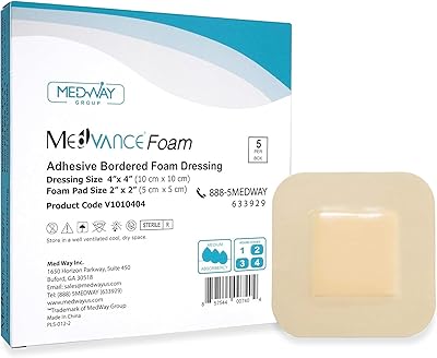 MedVance™ Skum – Självhäftande Hydrofilt Skumförband med Kant (4x4 tum, Förpackning med 5)