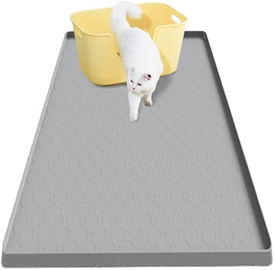 Kattlåda, matta 86 x 55 cm, stor kattsandsmatta, livsmedelssäker silikon, urin och vattentät kattströmatta, kattmatta, kattlåda, matta, kattlåda, matta, kattlåda, grå