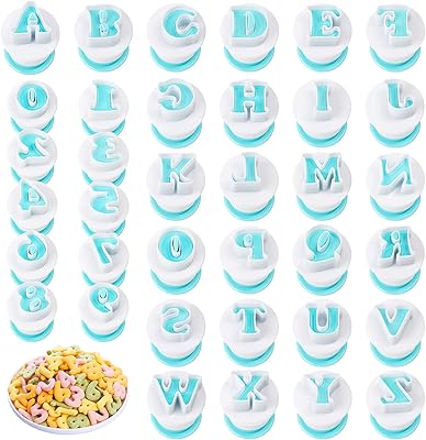 Borrma 36 stycken fondant bokstäver kakskärare set återanvändbara med bokstäver siffror för fondant tårta kakor dekoration av sockerpasta tillbehör för bakning