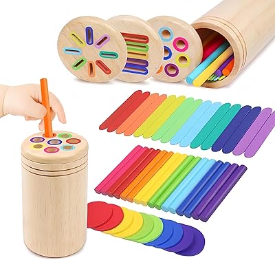 Montessori leksak från 1 år, 3-i-1 Montessori leksak från 1 2 3 år sortera stapla leksaker