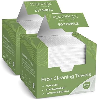 PLANTIFIQUE Disposable Face Wipes XL 10"x12" - 100% Biodegradable Viscose Facial Wipes for Women's Skin Care - Pack of 100
