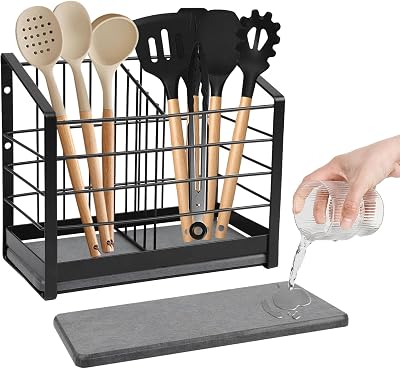 BigKing Wrought Iron Cutlery Basket, Cutlery Rack with Ab...