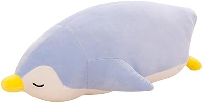 ISAKEN Pingvin plyschkudde Kawaii djur plyschleksak mjuk fylld kramkudde heminredning för barn vuxen plyschdocka födelsedagspresent (blå, 50 cm)
