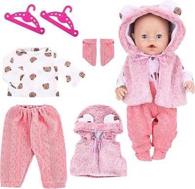 WanderGo rosa björn 4 stycken set + 2 rosenställ dockor kläder och tillbehör