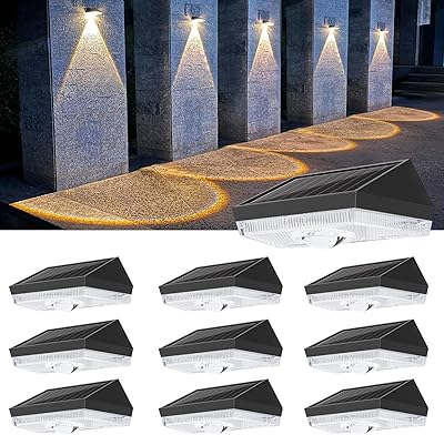 ELLASAY Solcellslampor för utomhusbruk, 10 färglägen, solcellslampor för trädgård, vägg, staket, väderbeständigt med RGB färgväxlingsläge, 10-pack solcellslampor – utomhusbelysning för trädgård,