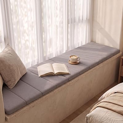 Jinfanshurich Bänkkudde 120 x 40 cm – tjock bänk, halkfri sittdyna med avtagbart överdrag för trädgårdsbänk, inomhus och utomhus sittdyna, bekväm bänkkudde (brun)