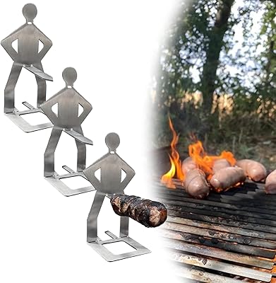 lcyen Campinggrill och grillstativset, premiumgrilltillbehör för män, rostfritt stål grill korvställ, utomhus kökstillbehör, roliga varmkorvsverktyg (med borste)