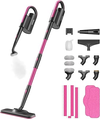 Schenley Dual Rod ångborste - hårda golv, ångtvätt med hög temperatur 130 °C, tank 350 ml, lätt och ergonomisk - schenley magenta och ädel grå
