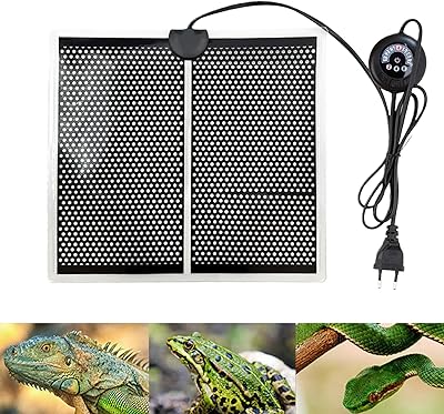 AXVRAV Terrarivärmematta, Reptil värmemattor med 7 knappar för temperaturinställning och 3 lägen timer, värmematta terrarium för sköldpaddor, orm, ödla, gecko, eremitkräfta (14 W, 28 x 28 cm)