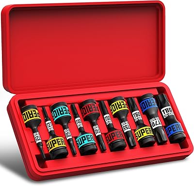 KIRXST 10 st 1/2" Drive lmpact Torx Bits Socket Set, Cr-Mo Steel Star Socket Kit, Impact Torx Drivers för fordonsmekanik, konstruktion och elektriska och pneumatiska lmpact skiftnycklar