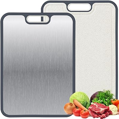 Stor skärbräda i titan 41 × 28 cm – kan användas på båda sidor, reptålig och knivvänlig, diskmaskinssäker, hygienisk yta, perfekt för kött och grönsaker frukt – 2025 uppgradering