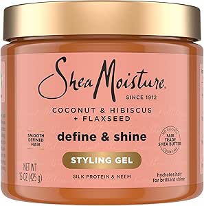 SheaMoisture Defining Styling-gel för tjockt, lockigt hår, kokosnöt och hibiskus, parabenfri, frizz Control Styling-gel