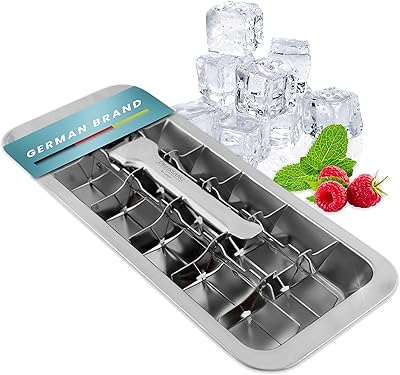 Dreiklang - be smart Polerad isbitsform i 18/8 rostfritt stål med spakinsats för enkel borttagning I livsmedelssäker och hållbar isbitsberedare I plastfri isbitsbehållare stor I Ice Cube