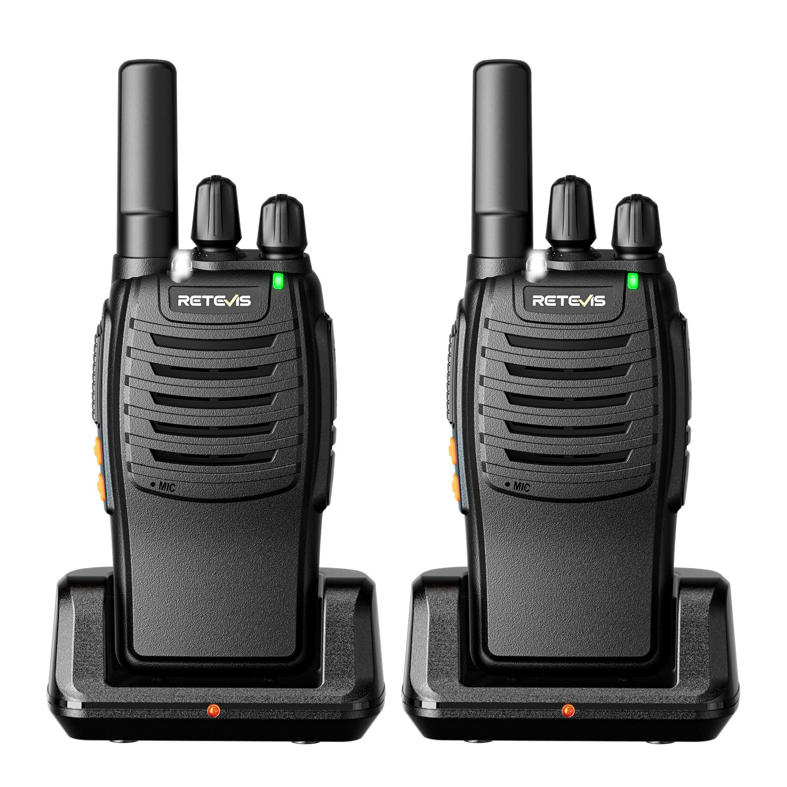 Retevis H777 Portabel Walkie Talkie, PMR446 Licensfria Walkie Talkies Uppladdningsbar 1000mAh, USB C, VOX, LED-Ficklampa, Squelch, Walkie-Talkie Aldult för Familjen, Cykling (Svart, 2 St)