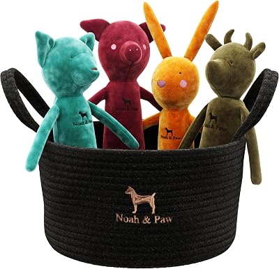 Noah & Paw Lyxig hundleksakskorg-set, gosedjur för hundar, barnleksaker, valpleksaker med förstärkta sömmar för små hundar, perfekt för babypresenter, födelsedagsleksak för hundar