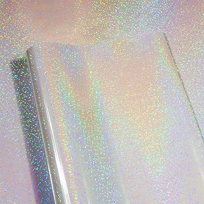 LaCheery Holografiskt papper, transparent rulle, liten prickmönster, 40 cm x 200 cm, vinyl, holografisk självhäftande papper, glitter, vattentät, för gör-det-själv-fotokort, klistermärken