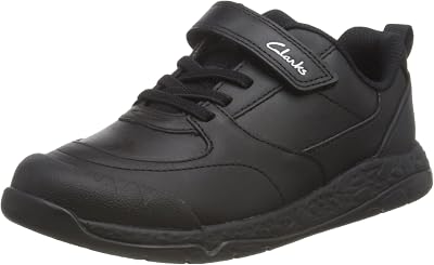Clarks SteggyStride K Childrens Black Leather, 7