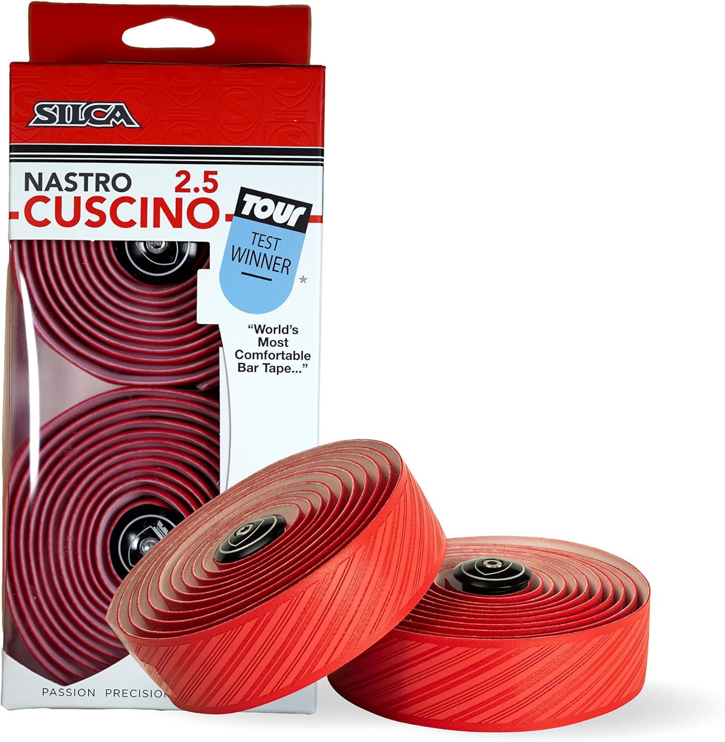 Silca Cuscino landsvägscykelstyre | superklibbig tejp extra tjock | 2,5 mm och 3,75 mm tjock | kit med extra tunt fjärilslock och ändkåpor