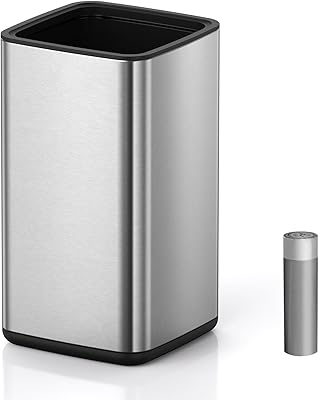 Mbillion Liten papperskorg för badrum med avtagbar inre hink i rostfritt stål för badrum, kontor (silver, 15 l)
