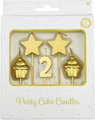 PD-Party - Födelsedagsljus för tårtor - Födelsedagsdekoration - Gyllene tårtljus för födelsedagskalas för barn och vuxna - Nummerljus - Storlek 3 x 9 x 1 cm - 2 år