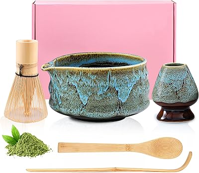Matcha 5 st kit, premium matcha-teset för traditionell ceremoni, inkluderar vänner, bambuvisp, sked, keramisk skål, tillbehör, matcha-set för teceremoni