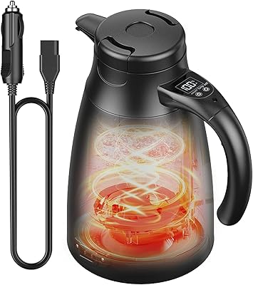 Bilkokare, uppvärmd vattenkopp för fordon 12 V/24 V, 800 ml elektrisk vattenkokare, 304 rostfritt stål, resevattenkokare, bilvärmekopp för bil, lastbil