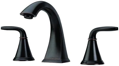 Pfister Pasadena LF049PDYY 3-håls tvättställskran för badrum, 20,3 cm avstånd, 3 hål, dubbla handtag, toskansk brons, tvättställsarmatur med keramisk skivventilteknik och tryck och