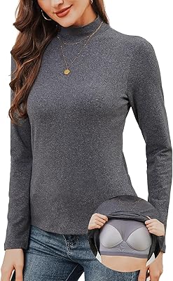 ANYFITTING Polokrage för kvinnor med integrerad bh, slim fit, skjorta, turtleneck basic polotröja, långärmade tröjor för kvinnor, långärmad S–2XL, Di001 grå, XXL