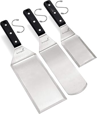 Anmarko stekspade i rostfritt stål – kraftig och robust – 3-delat set – diskmaskinssäker