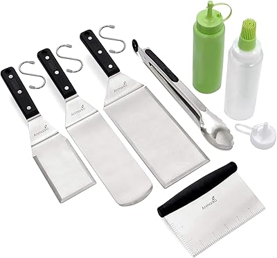 Anmarko metall spatel set – grilltillbehör kit – grill platt spatel pannkaka flipper hamburgare vändare – metallredskap ..