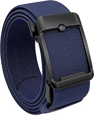 Boneke Elastiskt spärrbälte för män – 3,5 cm brett stretchbälte i nylon för golf, vardagsarbete med fotbollsdesign, metallspänne, exakt justerbar, svart, Blå-Z, 132 cm (52 inches)
