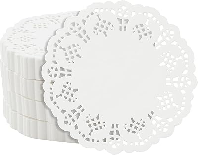 Juvale 1 000-pack vita 10 cm mini papper spets doilies för efterrätter, bröllop, babyshower, bordsdekoration