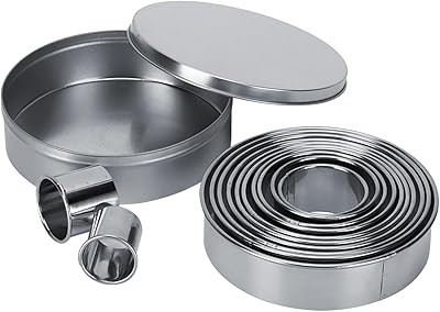 HAOHIZE Rund Cookie Kex Cutter Set, 12st Bärbar Round Cutting Cookie Mousse Cake Rostfritt stål Bakverk Tillbehör för bakverk Degar Munkar
